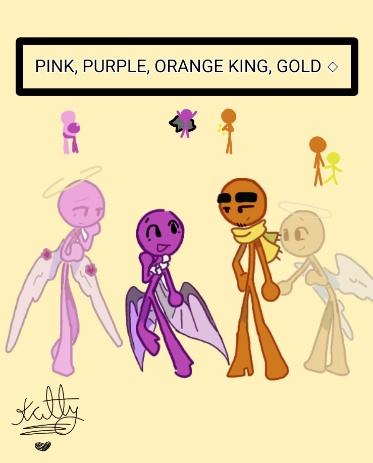 Pink gold orange king e purple