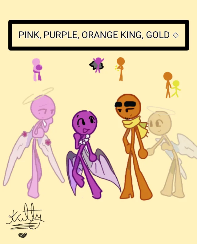 Pink gold orange king e purple
