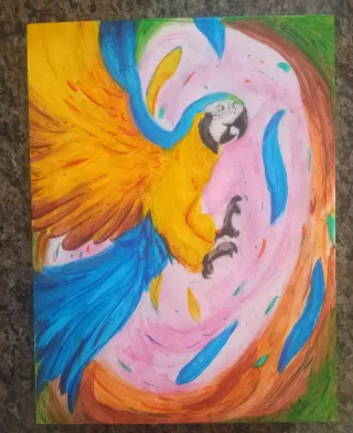 Arara feito em tinta guache