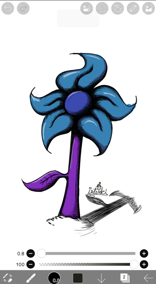 Uma flor com cores invertidas