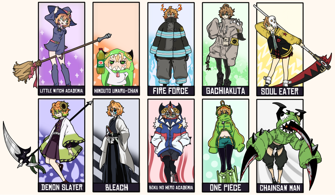 MINHA PERSONAGEM EM 10 ESTILOS DE ANIME