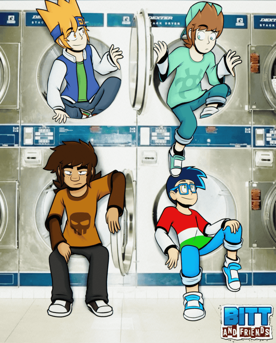 Bitt e seus amigos na lavanderia