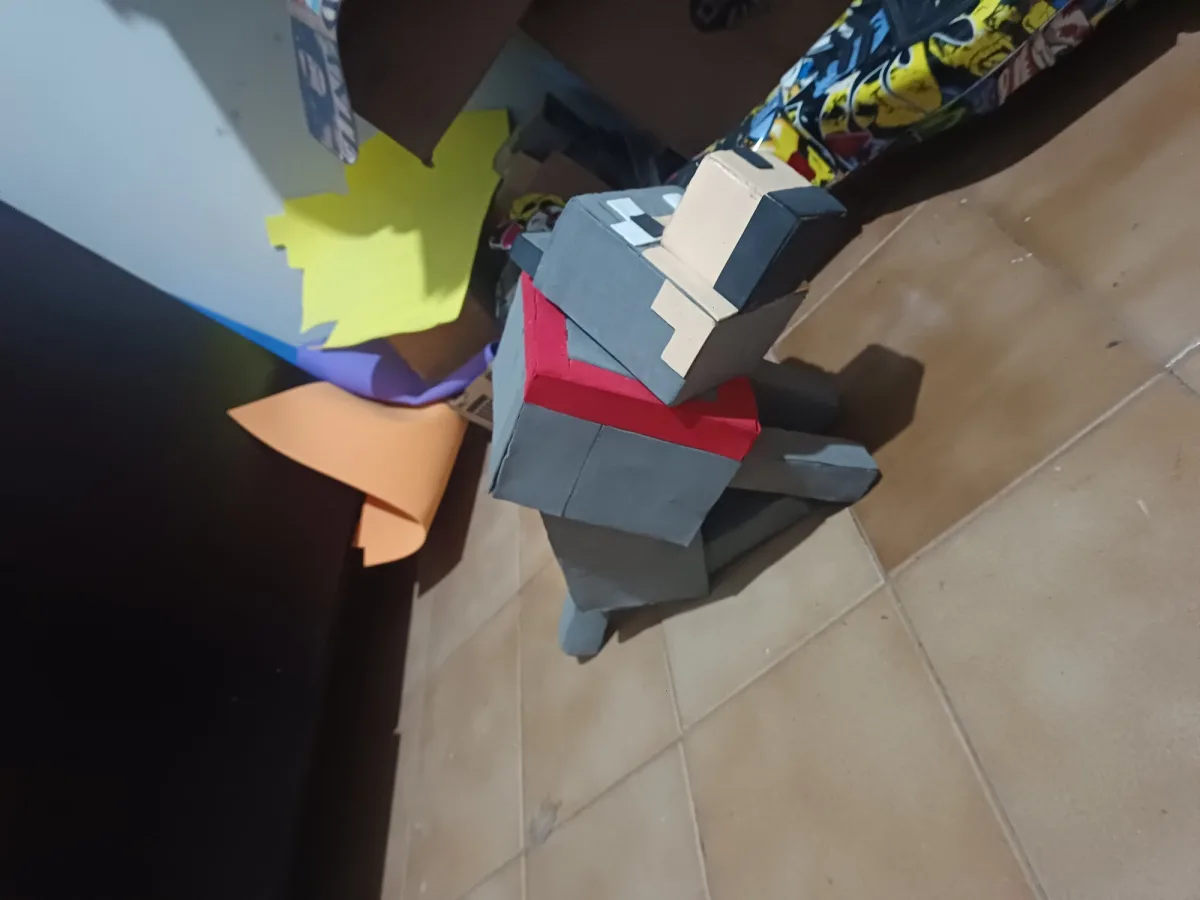 Cachorro do minecraft de papelão
